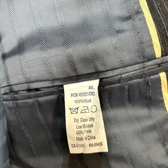 Michael Kors Blazer Men 46L Gray White Pinstripe Perry Ellis Portfolio Jacket - Picture 7 of 8